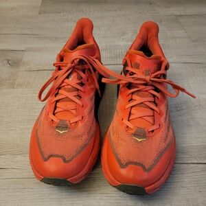 Hoka One One Red and Black Sneakers